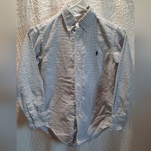 Polo by Ralph Lauren Boys Shirt 8 Blue Checkered Flannel Preppy Classic Casual